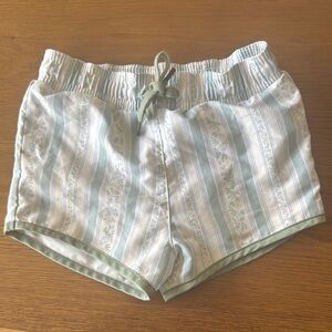 Minnow Striped Green and White floral boys swim Shorts